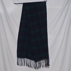 Highland Home Industries Scotland Lambswool Scarf Blue Green Tartan 10 1/2"x54"